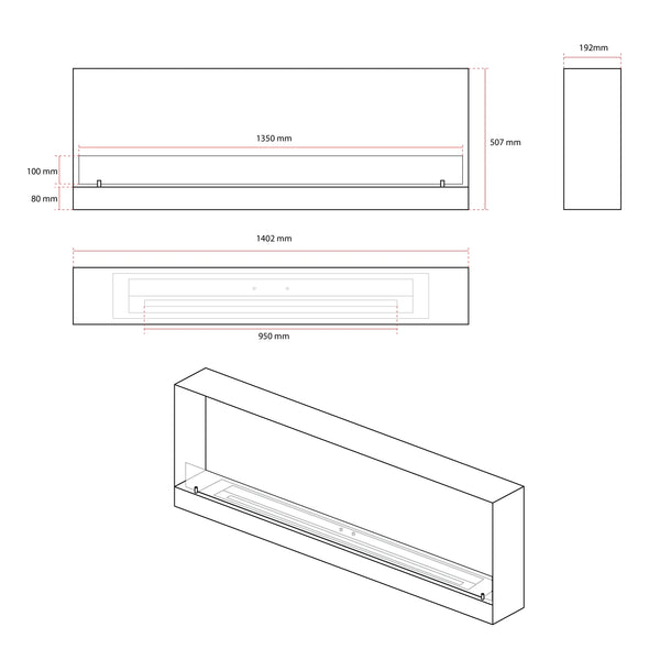 1-sidet biopeis til innbygging – Svart – 140,2 cm