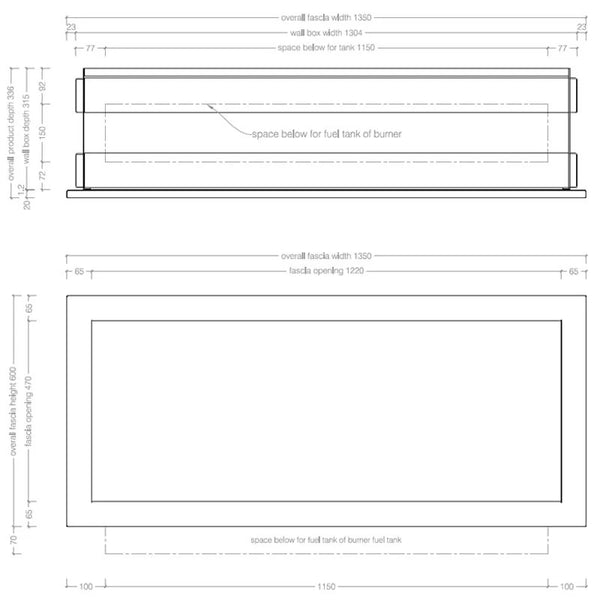 Slimline Firebox SFB1350 – Innebygd