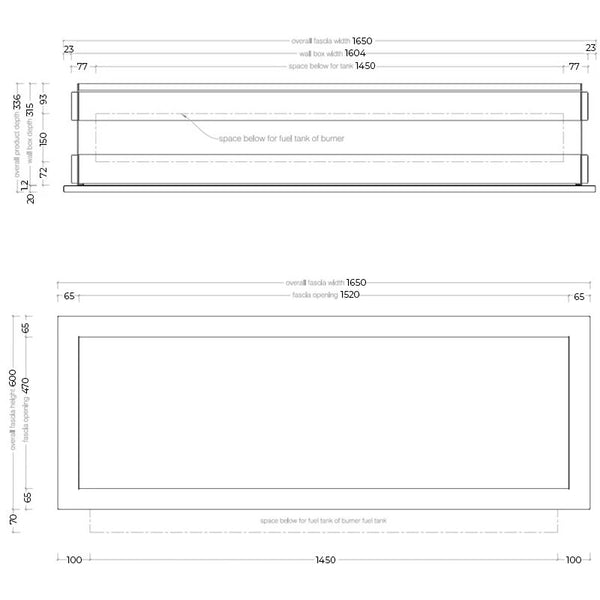 Slimline Firebox SFB1650 – Innebygd