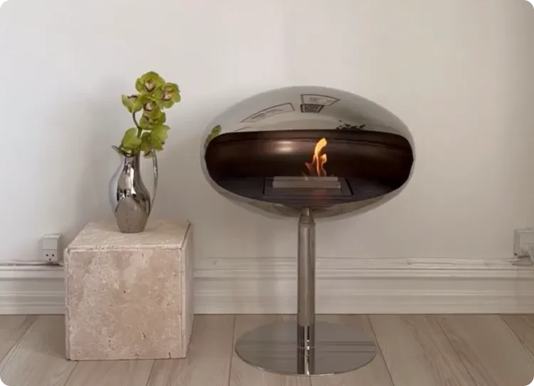 Cocoon Pedestal frittstående biopeis i rustfritt stål