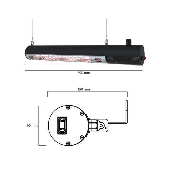 Terrassevarmer – 1500W – Fjernkontroll