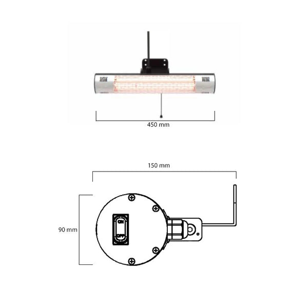 Terrassevarmer – 1500W – Svart