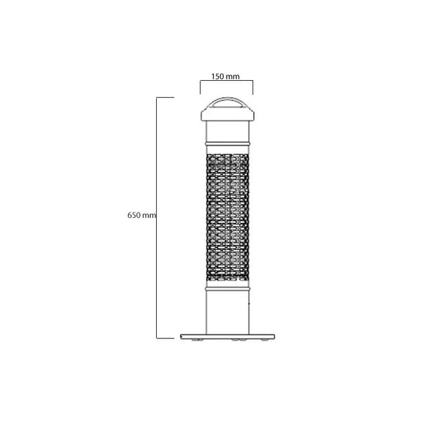 Terrassevarmer – Under bord – 1200W – Svart
