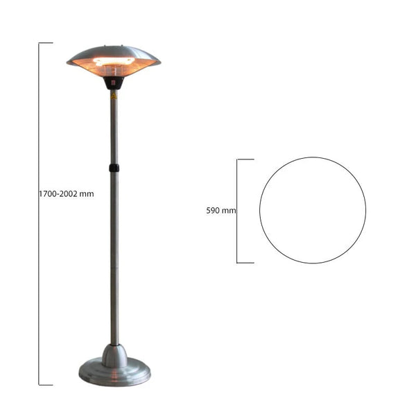 Terrassevarmer – 900/1200/2100W – Sølv