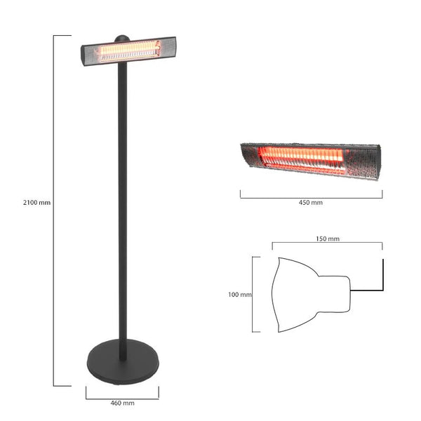 Terrassevarmer – 1500W – Svart