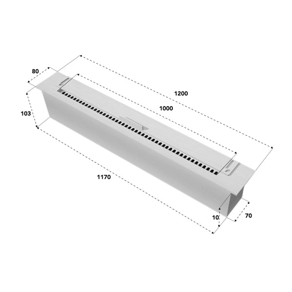 Slimline bioetanolbrenner – 120 cm
