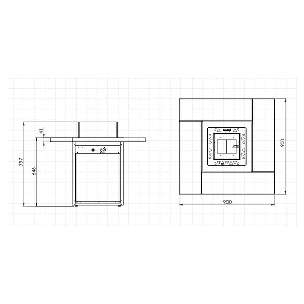 Square Table – Utendørs gasspeis