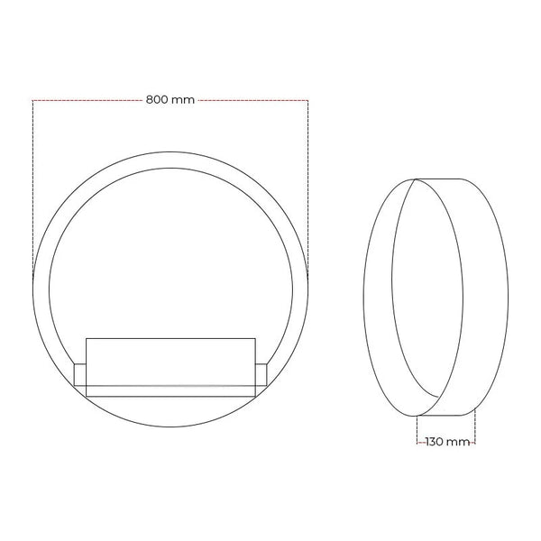 Delaware XL Vegghengt biopeis – Svart – 80 cm