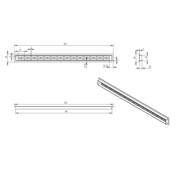 Ventilasjonsrist – Hvit – 80×6,5 cm