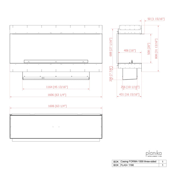 Forma 1500 – Innebygd biopeis – Tresidig