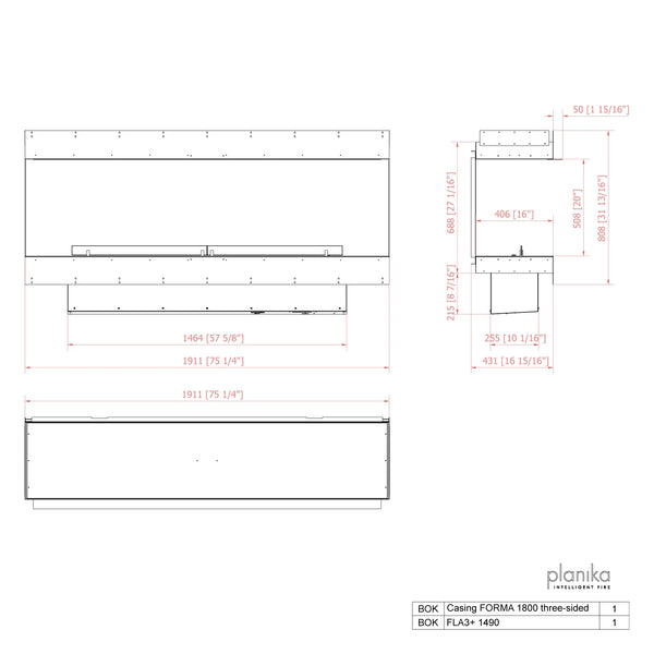 Forma 1800 – Innebygd biopeis – Tresidig
