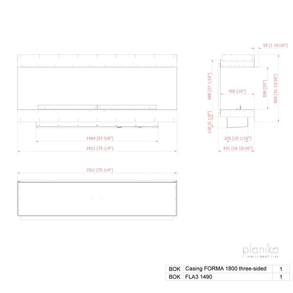 Forma 1800 – Innebygd biopeis – Tresidig