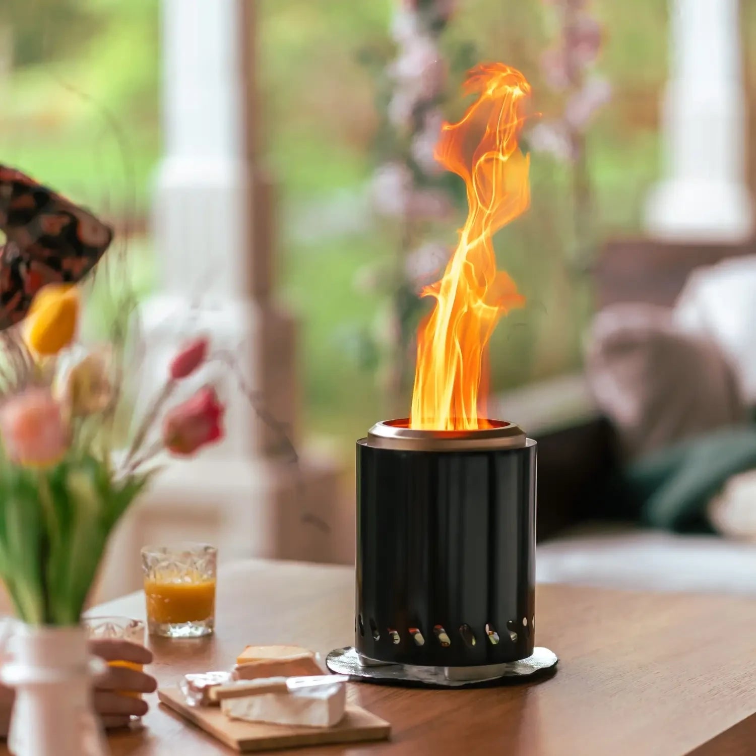 Volcano bordpeis medium – sort rustfritt stål