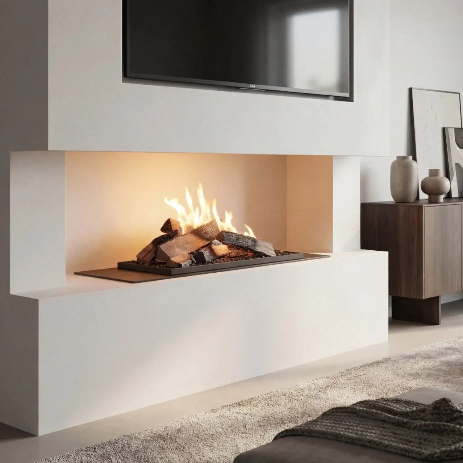 Planika FLA4 990 Logs – Fjernstyrt biopeisbrenner med realistiske vedkubber