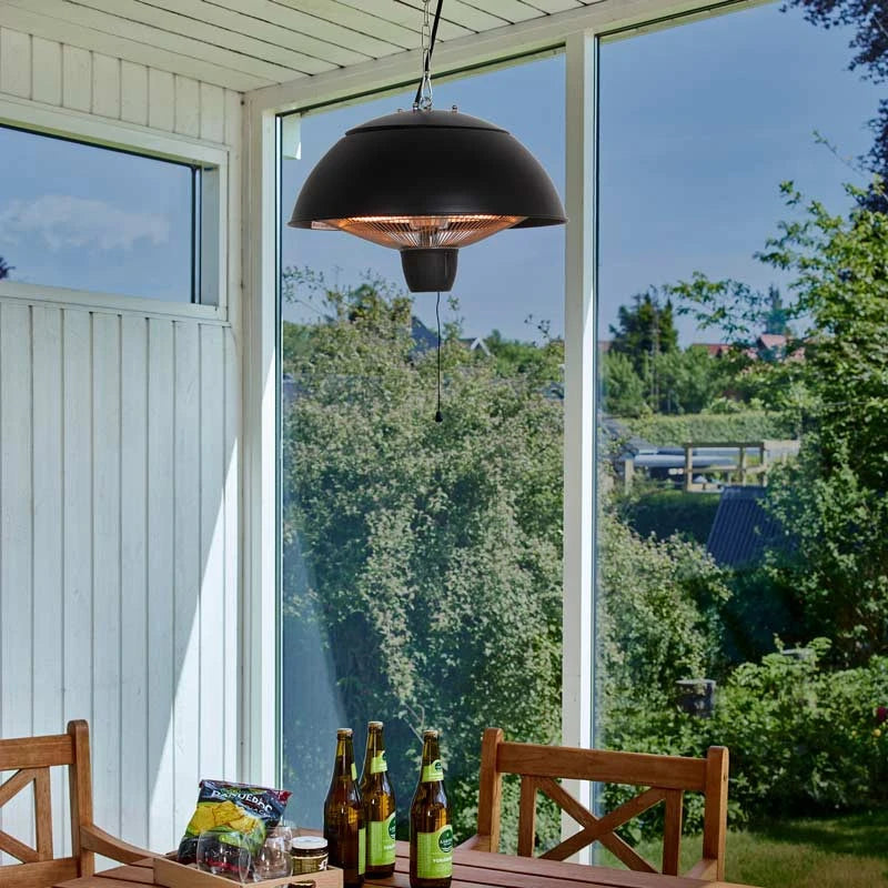 Terrassevarmer – 600/1500W – Ø42 cm – Svart