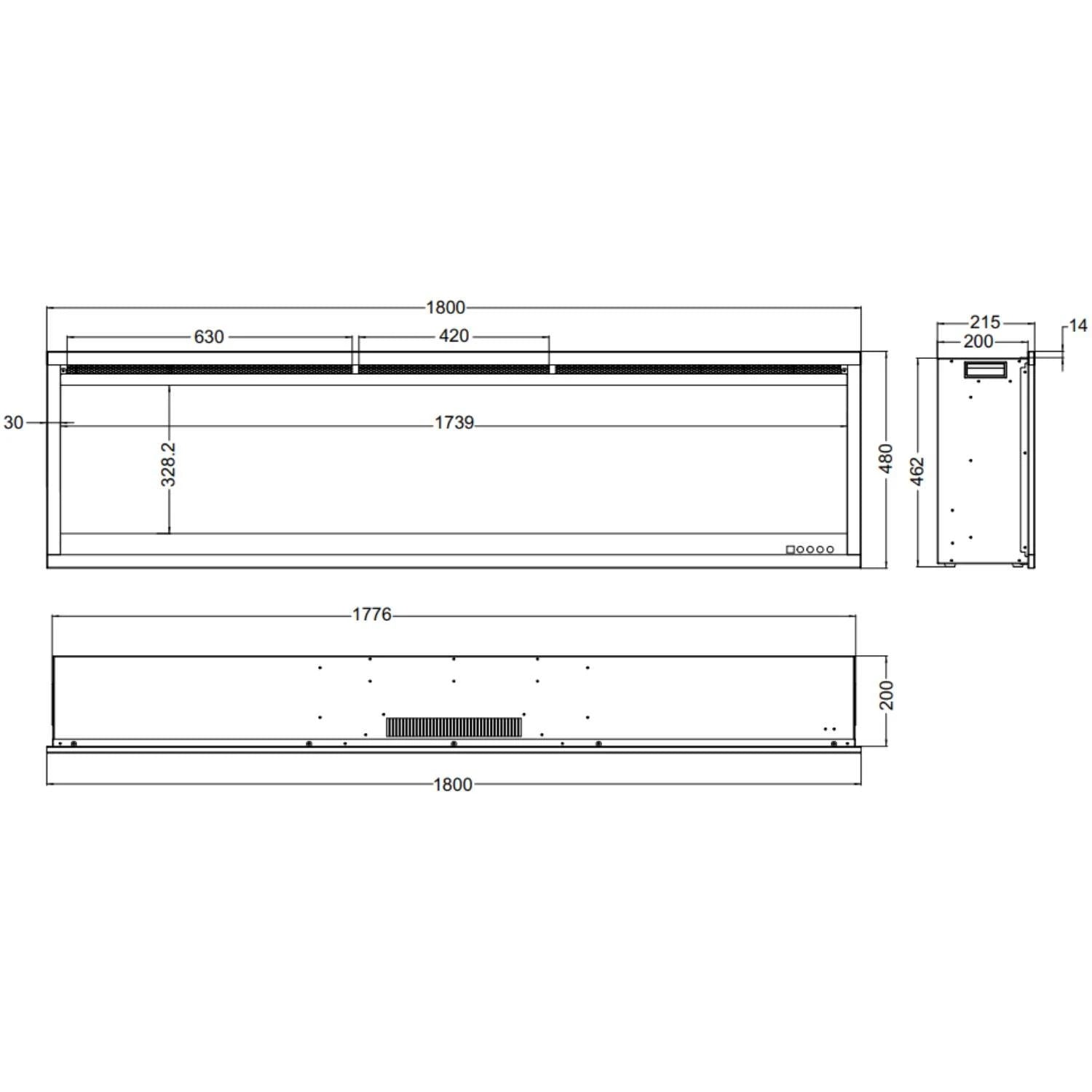 Royal Pro 180 cm – Veggmontert Elektrisk peis