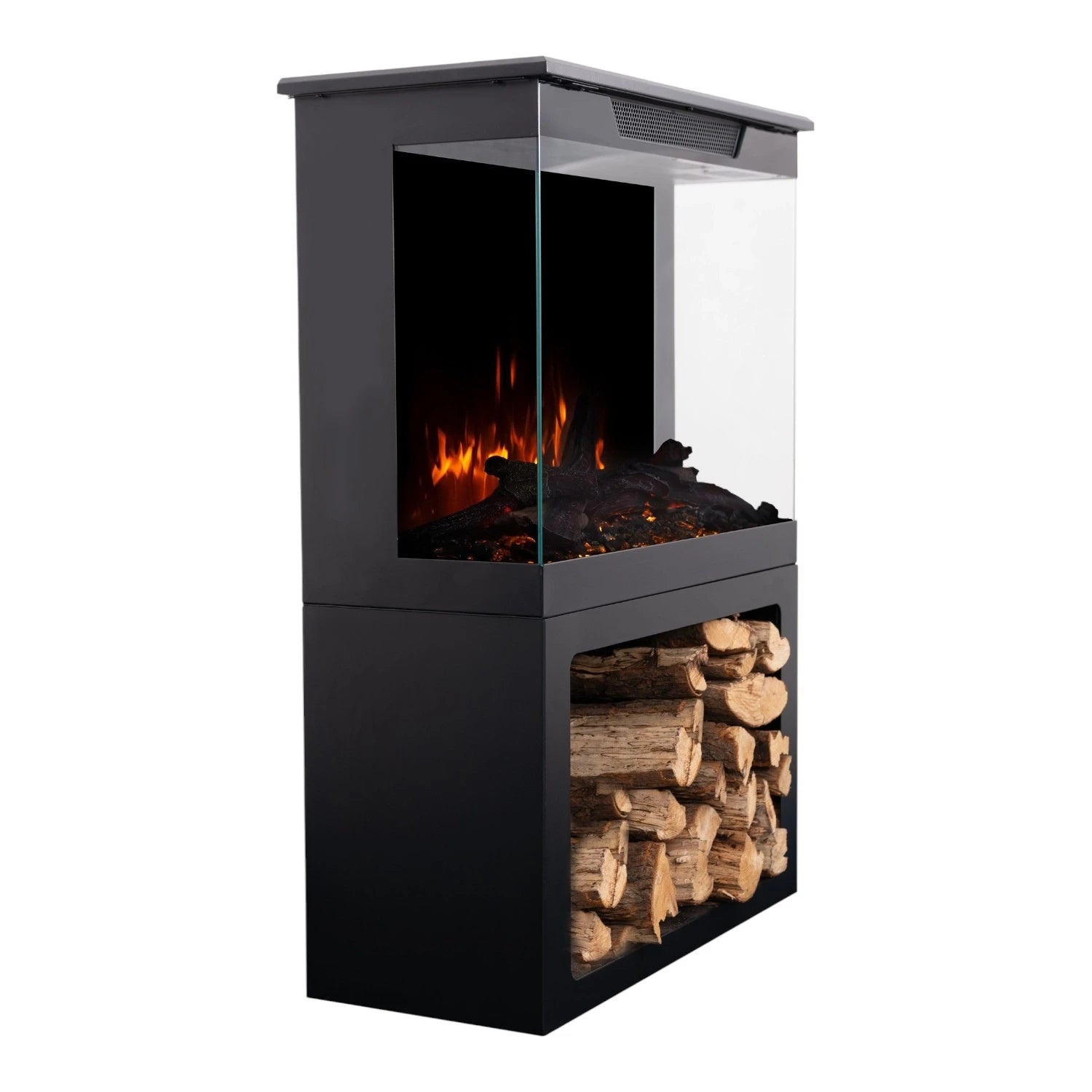 Tower 56 Electric Fireplace with Log Storage