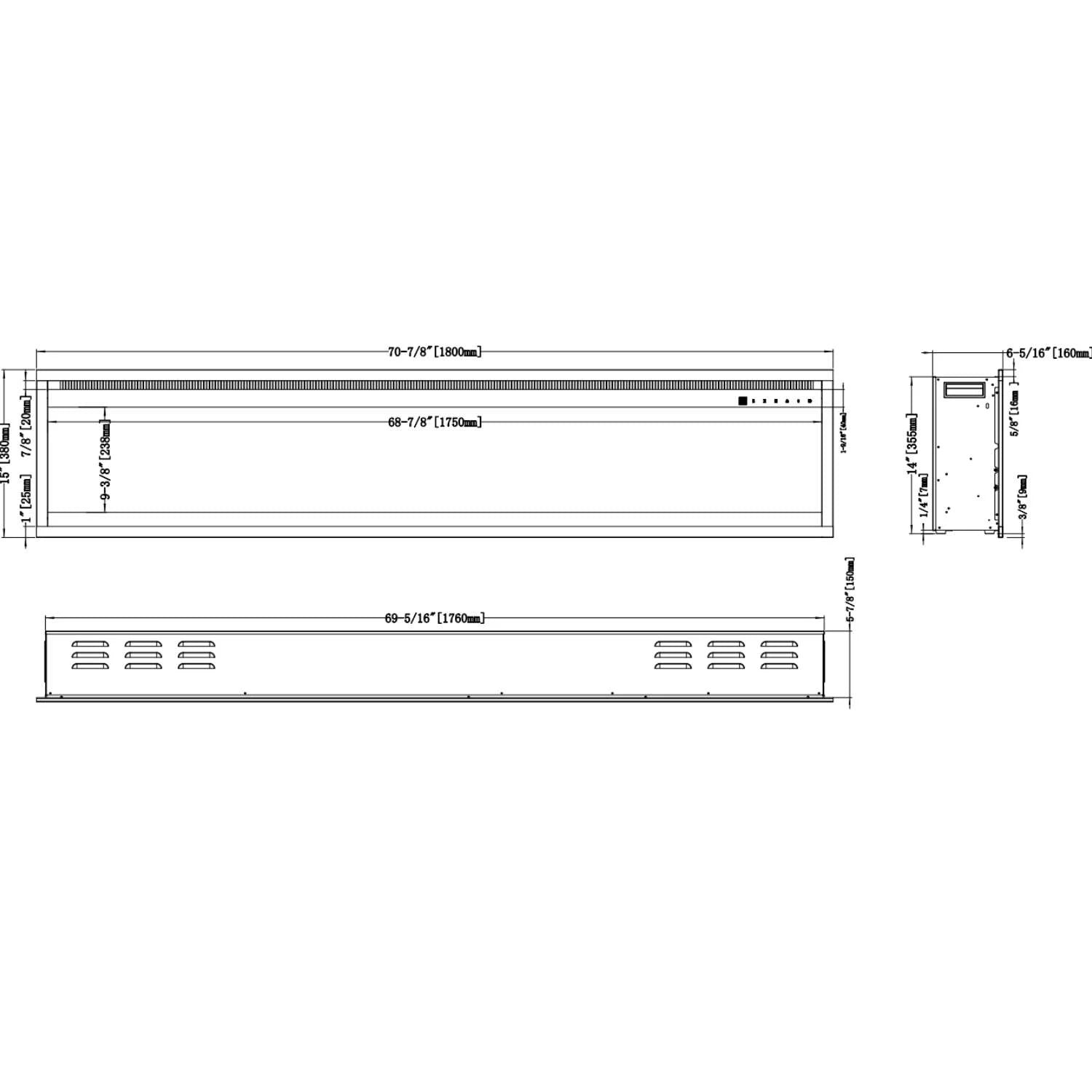 Royal Pro elektrisk peis - 180 cm