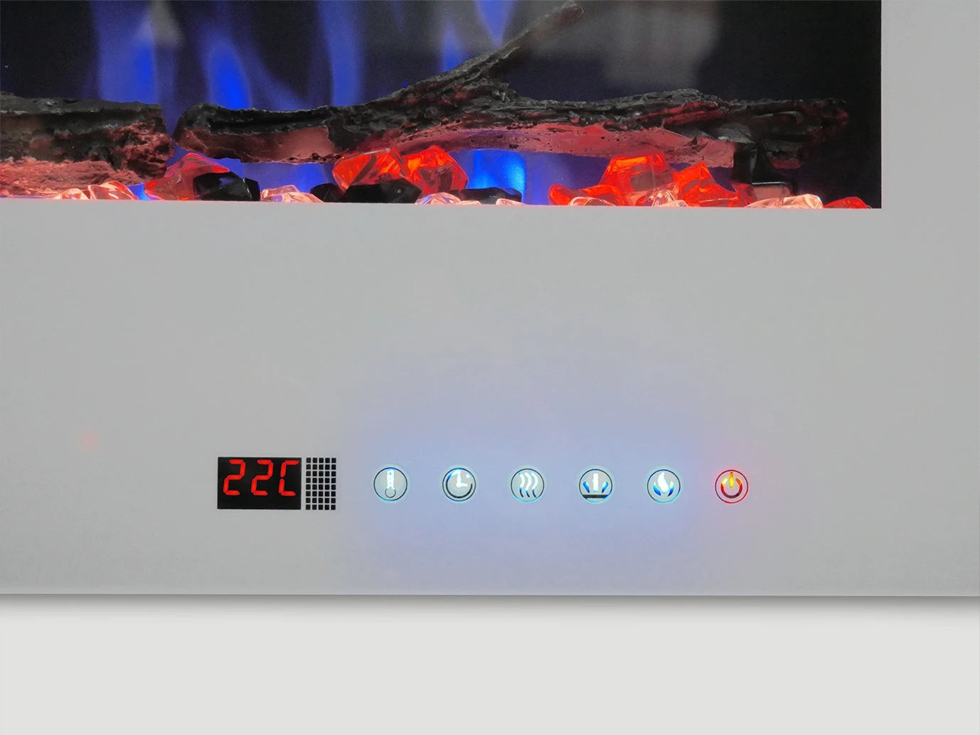 Azurite 127 cm - Hvit vegghengt elektrisk peis