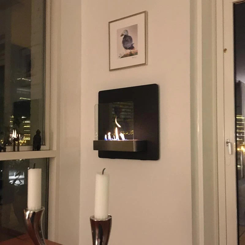 Elegant Vegghengt biopeis – Svart med glass