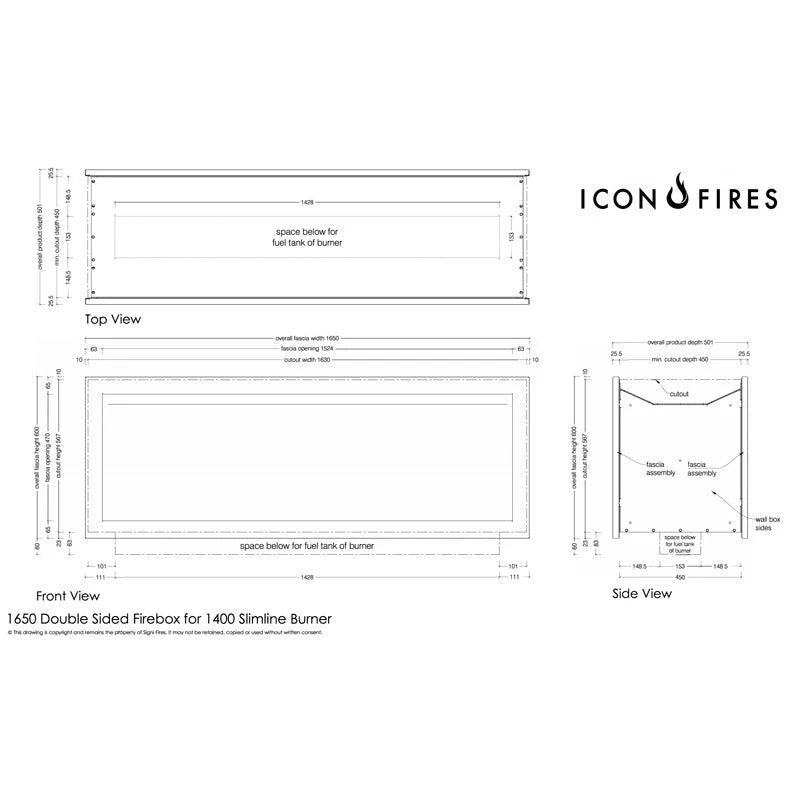 Slimline Firebox FBDS1650 – Innebygd