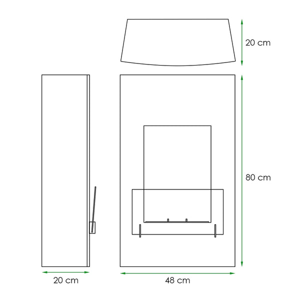 Hollywood Vegghengt biopeis – Rustfritt stål (Høy)