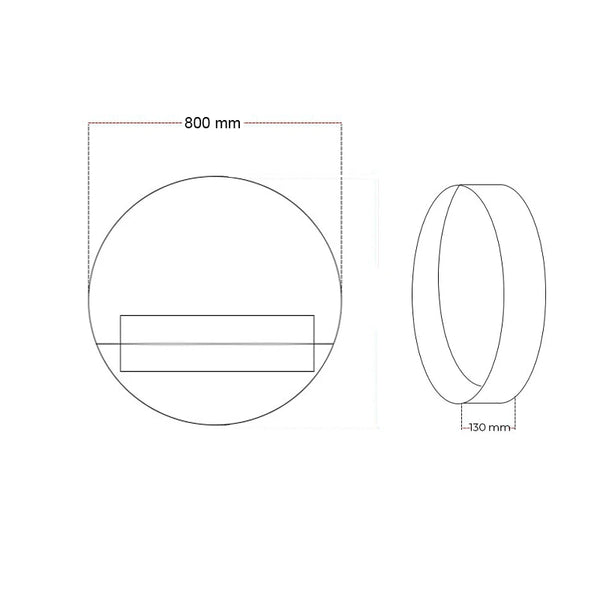 Delaware XL Vegghengt biopeis – Svart – 80 cm