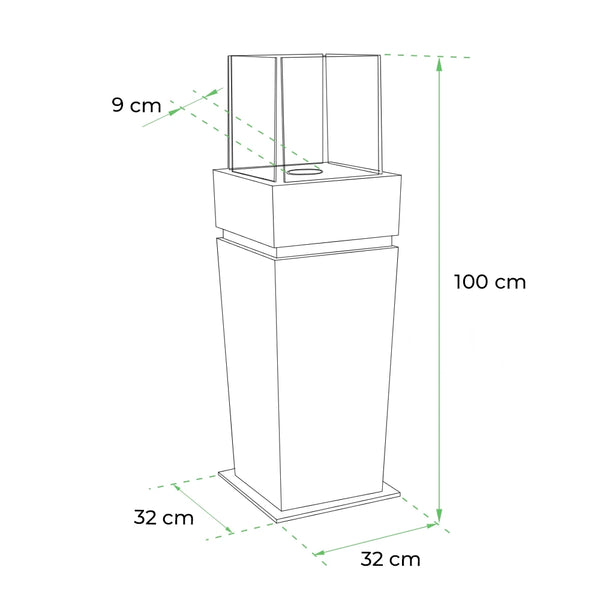 Elegant Gulvbiopeis – Svart med glass
