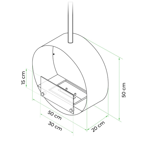 Ottawa Takhengt biopeis – Svart – 50 cm