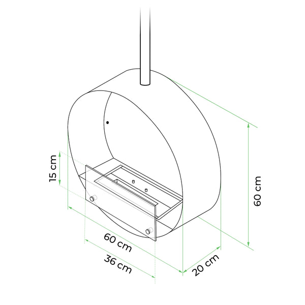 Ottawa Takhengt biopeis – Svart – 60 cm