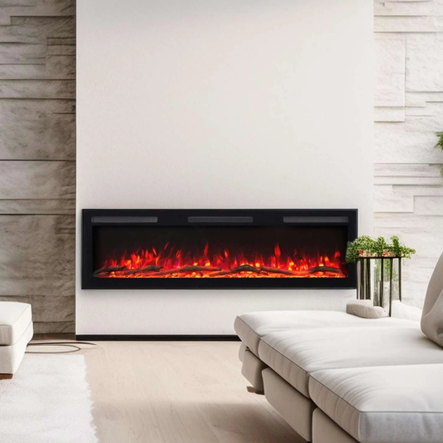 svart elektrisk LED-peis