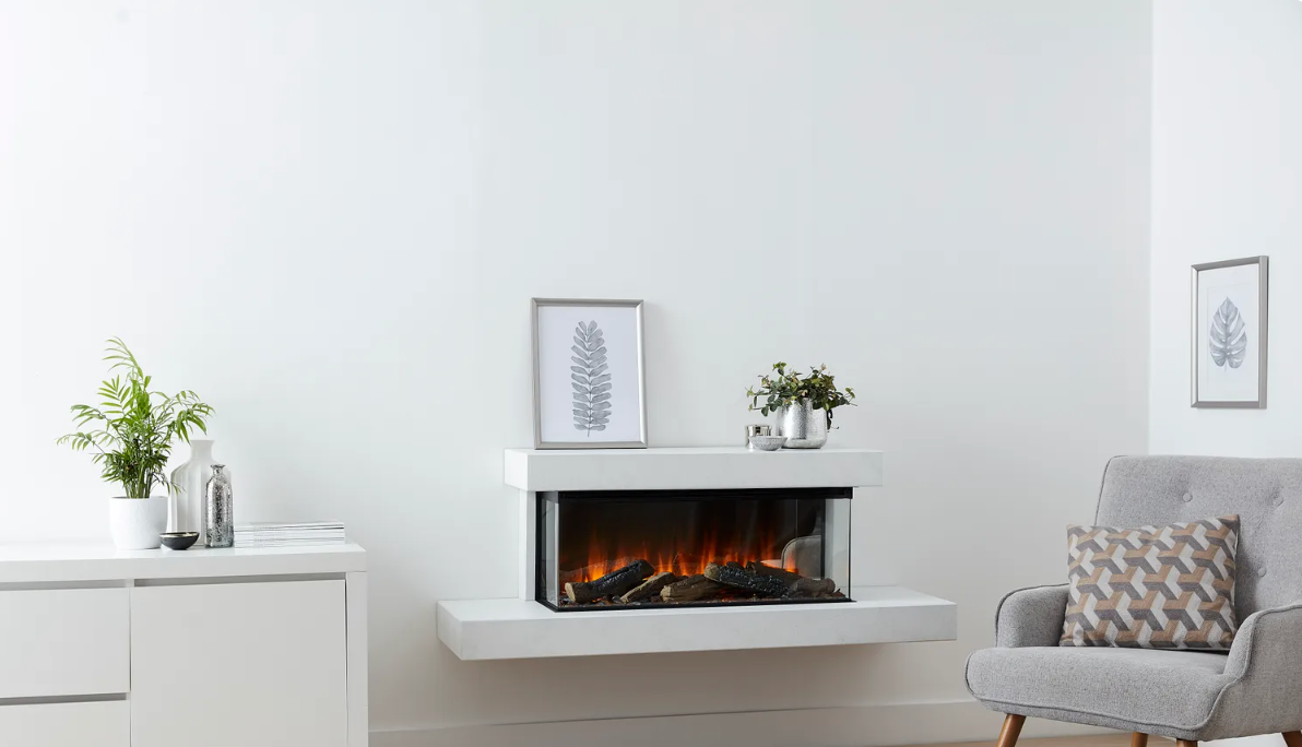 Brockenhurst 870 - White Marble Electric Fireplace Suite