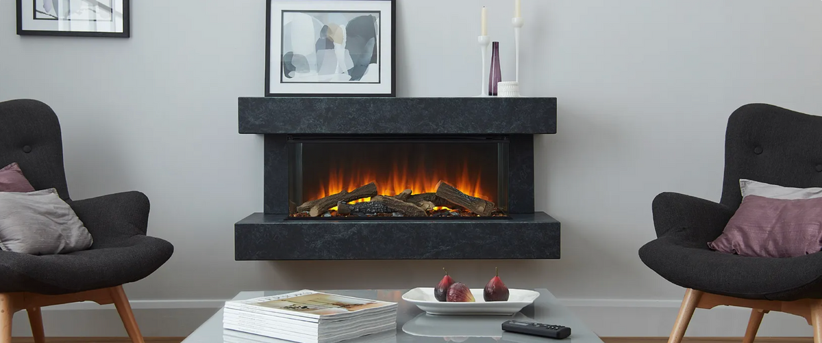 Winchester 1600 Grey Marble – Wide Wall-Mounted Electric Fireplace