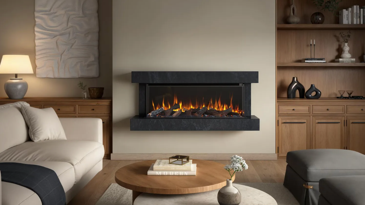 Winchester 1600 Grey Marble – Wide Wall-Mounted Electric Fireplace