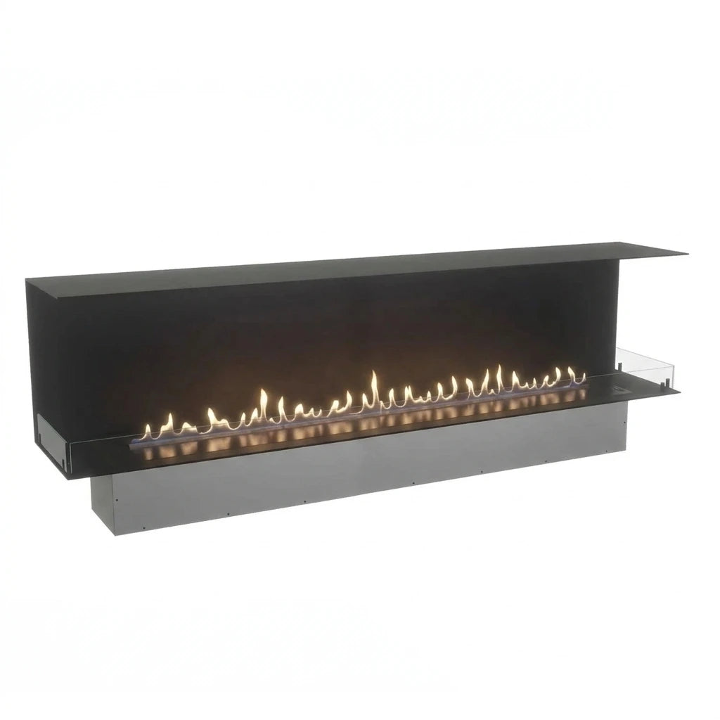 Foco Three 2300 with Planika FLA4 automatic burners, lit flame