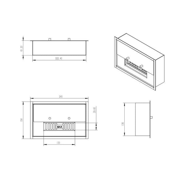 Deluxe bioetanolbrenner – 1 liter – 24 cm
