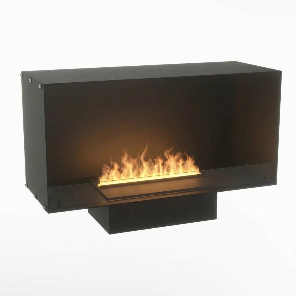 Foco Myst One 1000 built-in water vapour fireplace in black with realistic water vapour flames