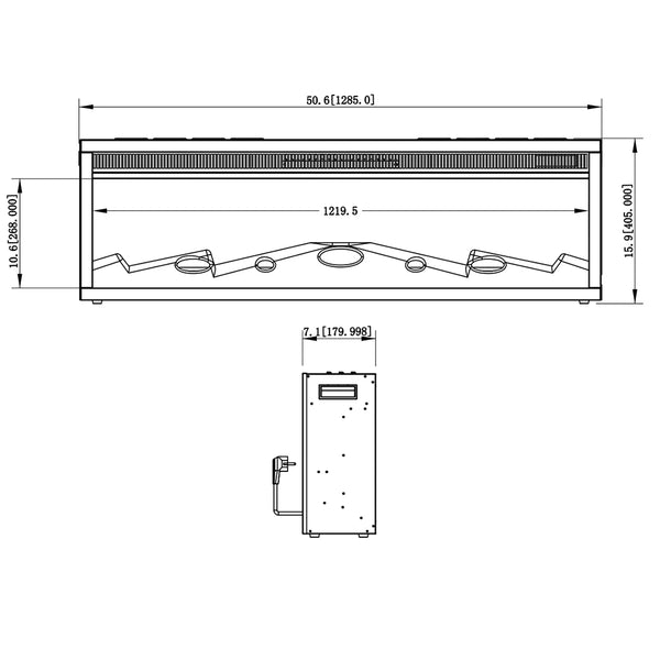LED Klassisk 128,5 cm – Innebygd Elektrisk peis