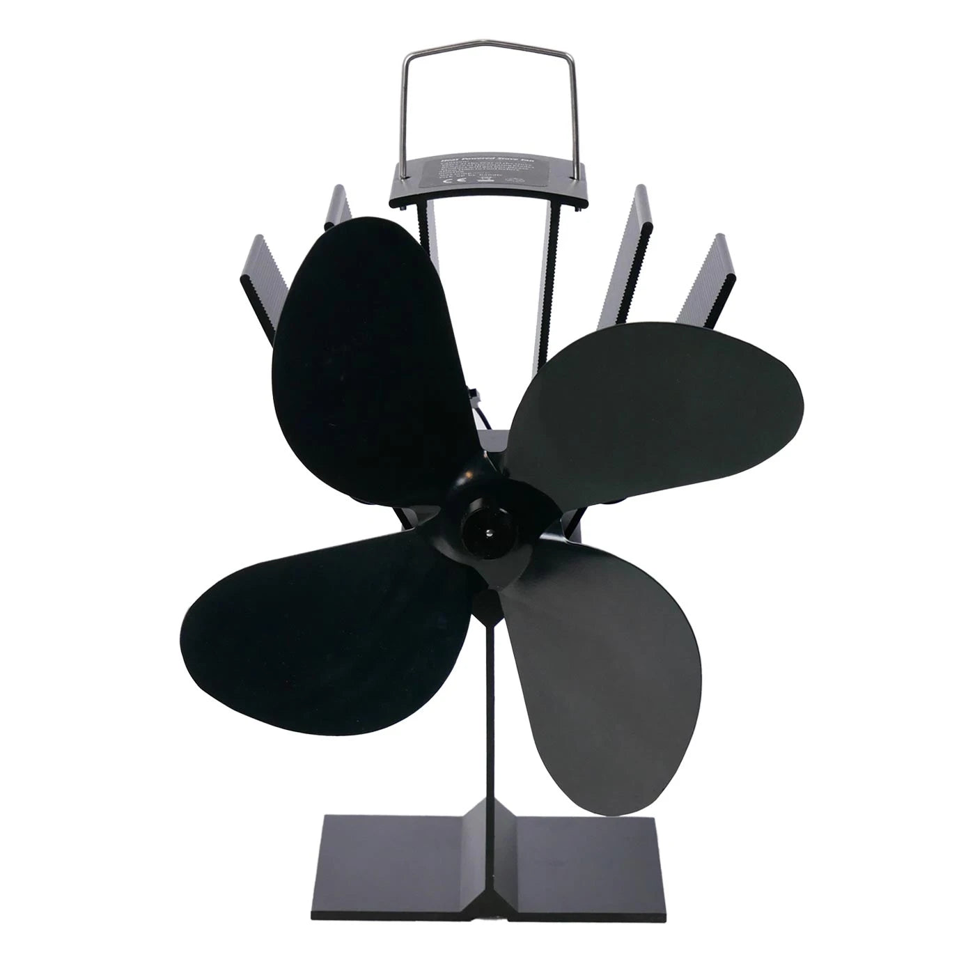 Sort varmedrevet peisvifte – 4 blader