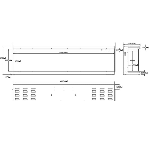 Gold 193 cm – Innebygd Elektrisk peis