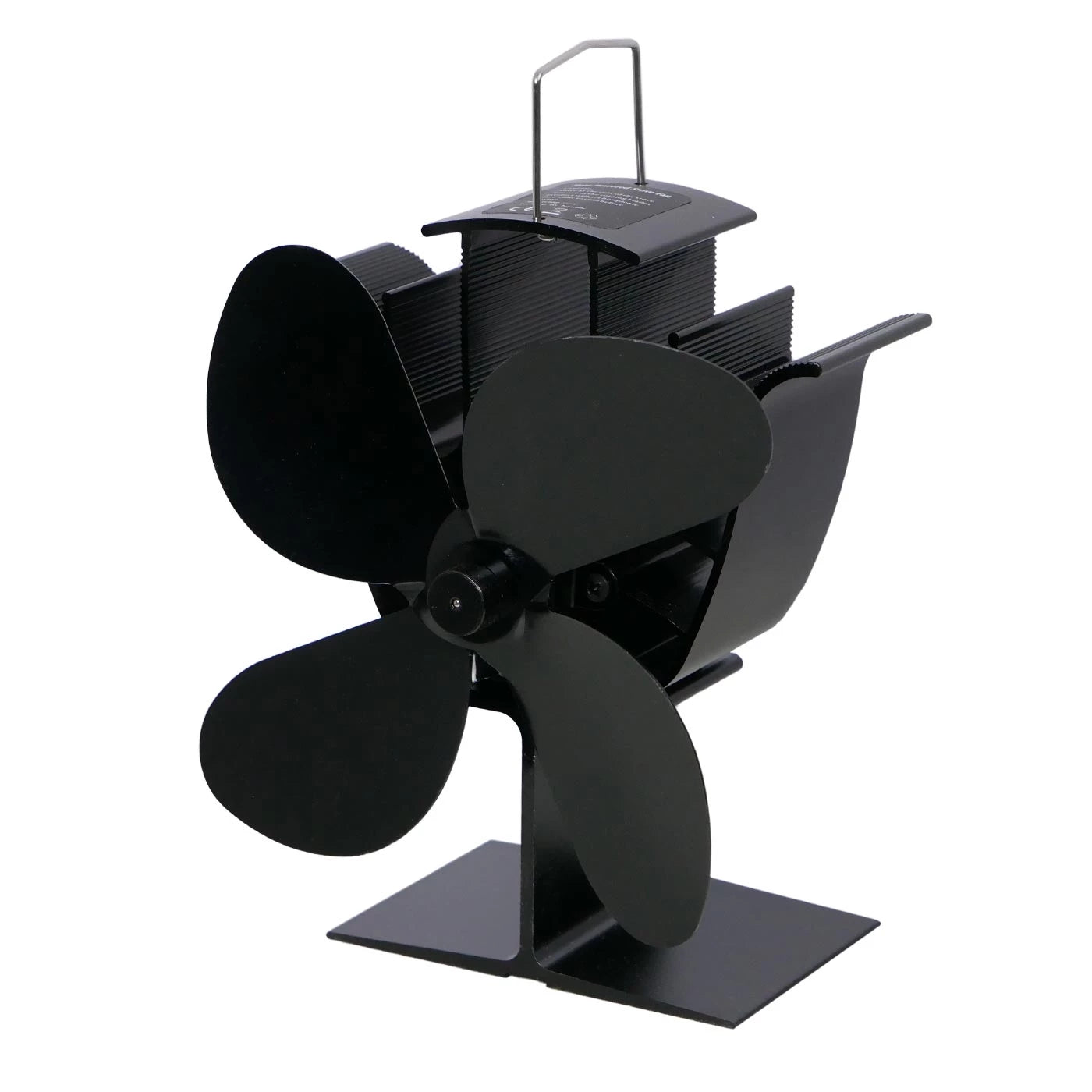 Sort varmedrevet peisvifte – 4 blader