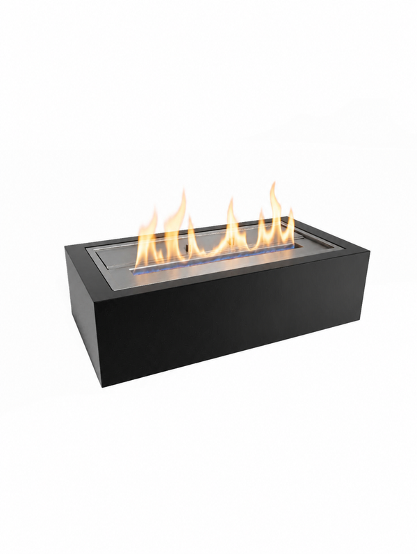 Bioethanol burner insert, 37 cm, lit with a realistic flame, studio hero view