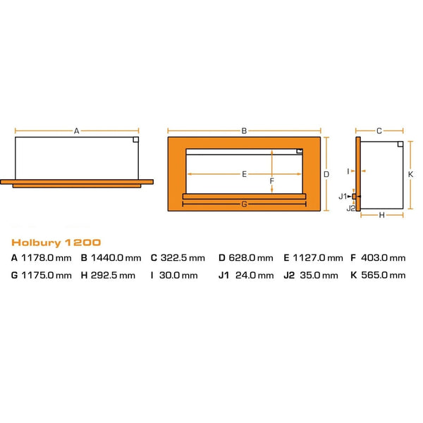 Holbury 1200 – Elektrisk Peisinnsats – Hvit