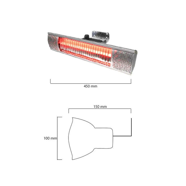 Terrassevarmer – 1500W – 51 cm – Sølv