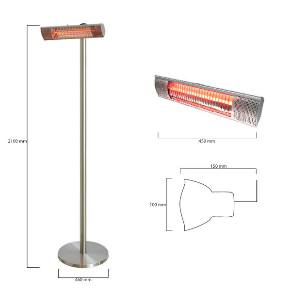 Terrassevarmer – 1500W – Sølv