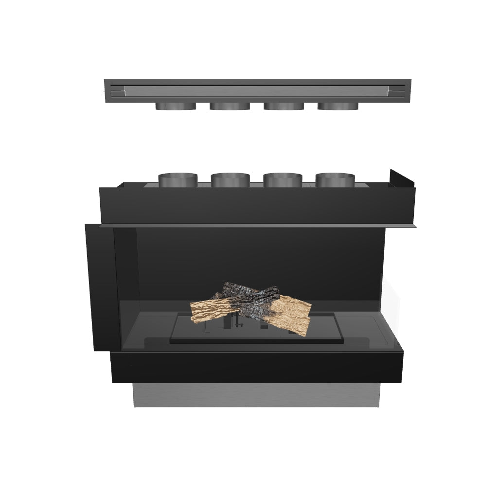 Flogs Box 1000 Right Corner (In-Room Vent) - Bioethanol Fireplace