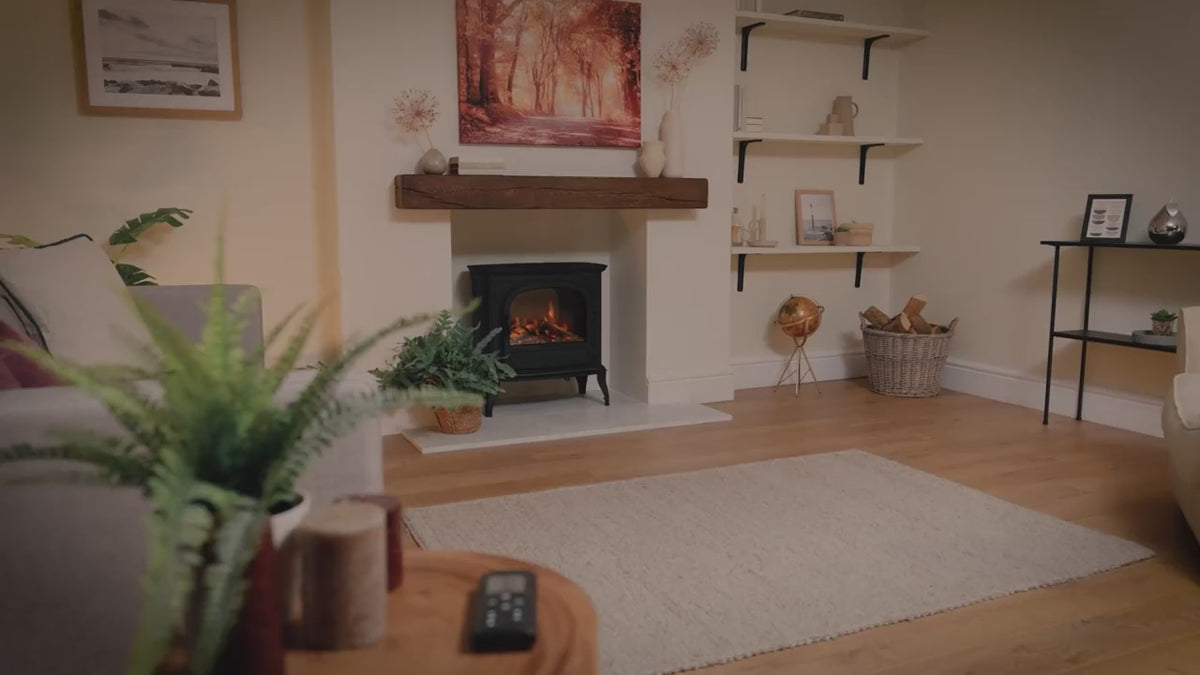 Load video: Hinton Cast Iron Electric Fireplace