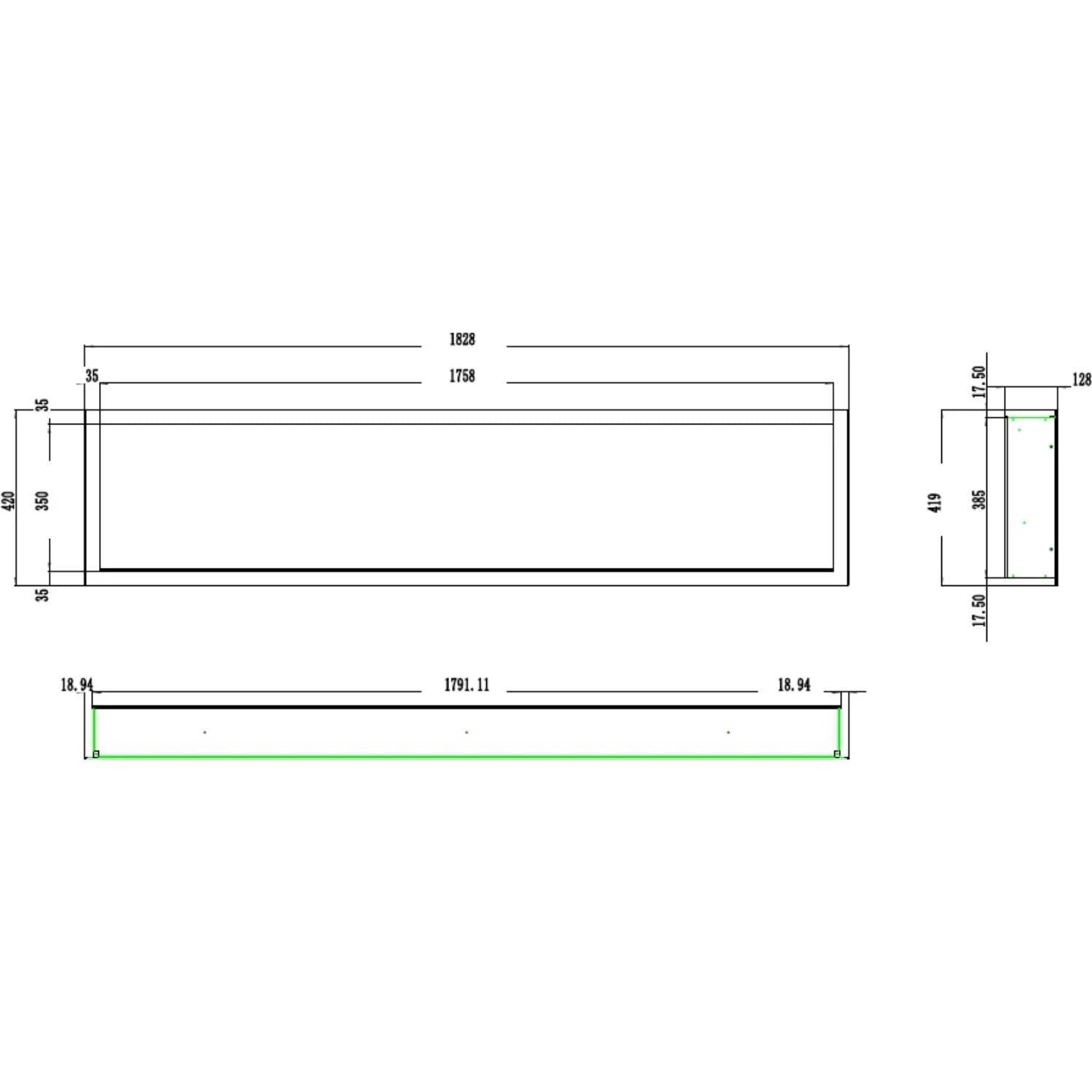 Pride Slim 183 cm – Innebygd Elektrisk peis