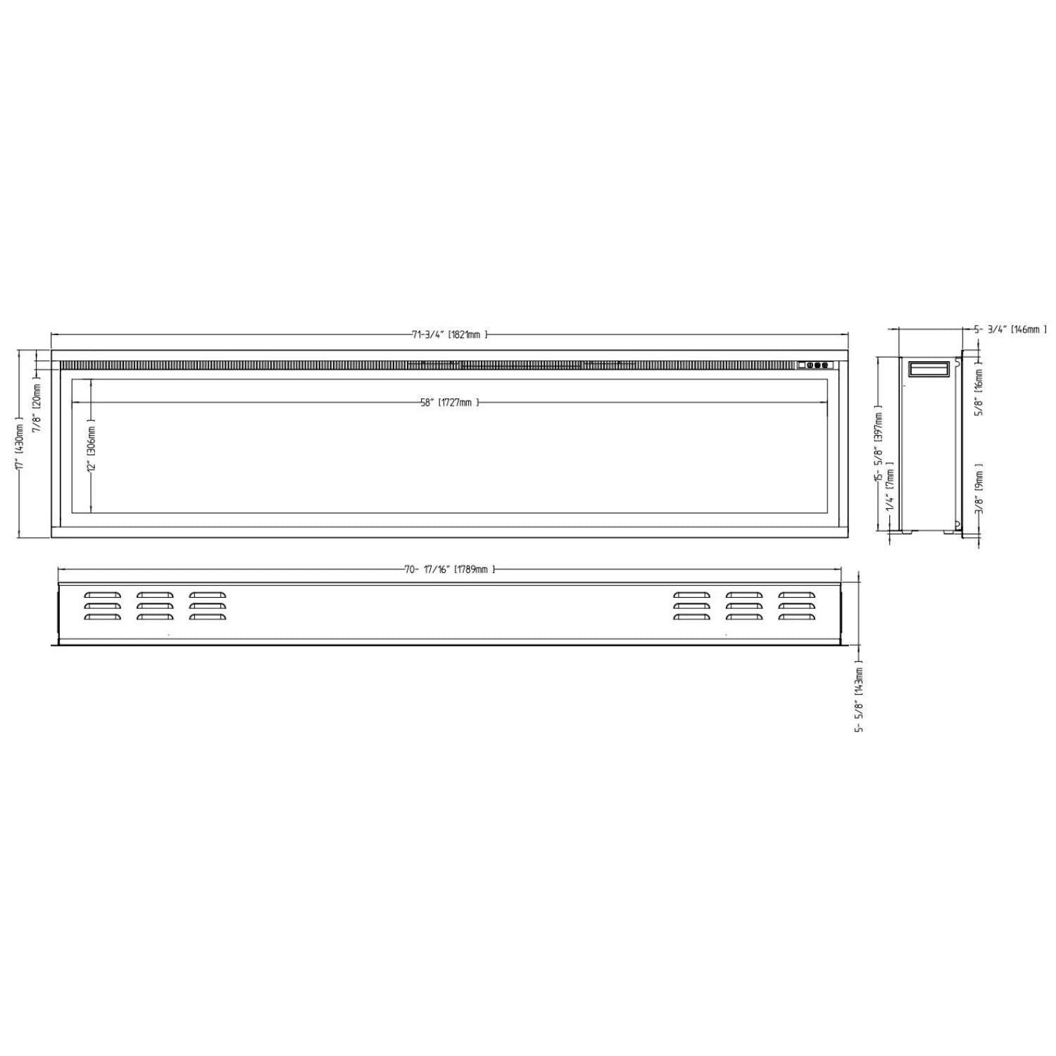 Royal 182 cm – Elektrisk peis