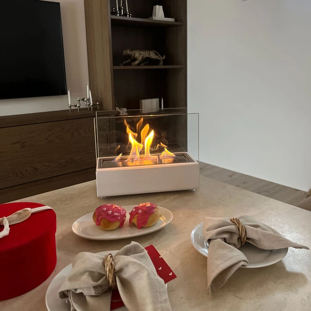 White Tabletop Bioethanol Fireplace